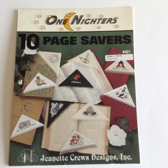 Vintage One Nighters Bookmarks Corner Jeanette Crews Design Cross-Stitch Crafts - Picture 1 of 6